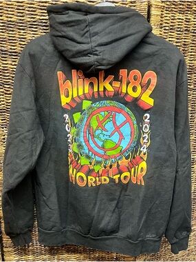 tultex-Blink-182 World Tour Black Full Zip Hoodie- Medium